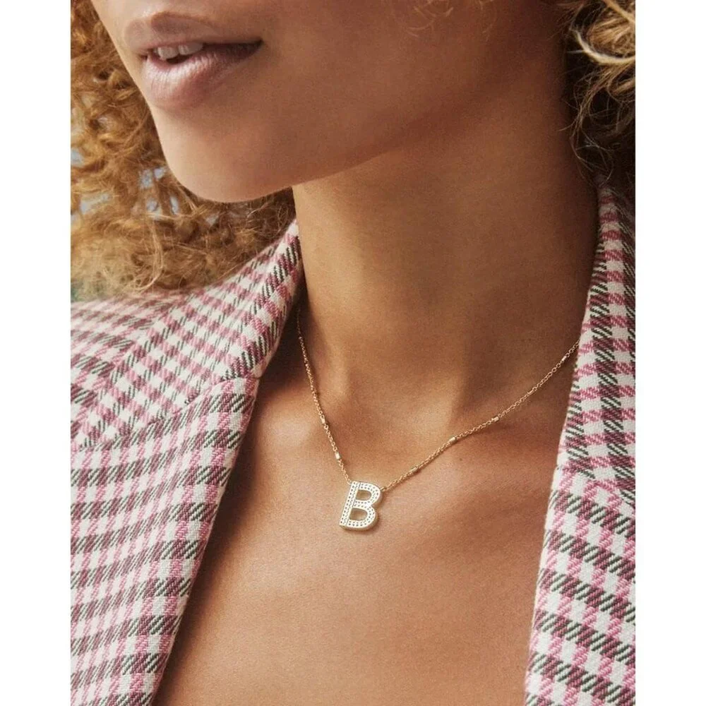 Letters B pendant necklace for women fashion jewelry 14k gold plated brass